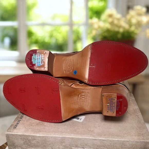 Bed Stü Bia Handmade Tan Dip Dye Bootie Rustic Leather Zip Lace-Back Womens 11 - Picture 16 of 16